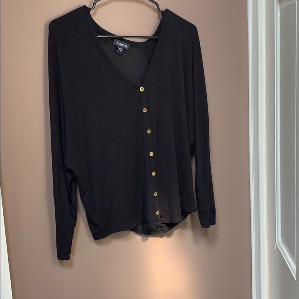 Black Bebe long sleeve with sheer back